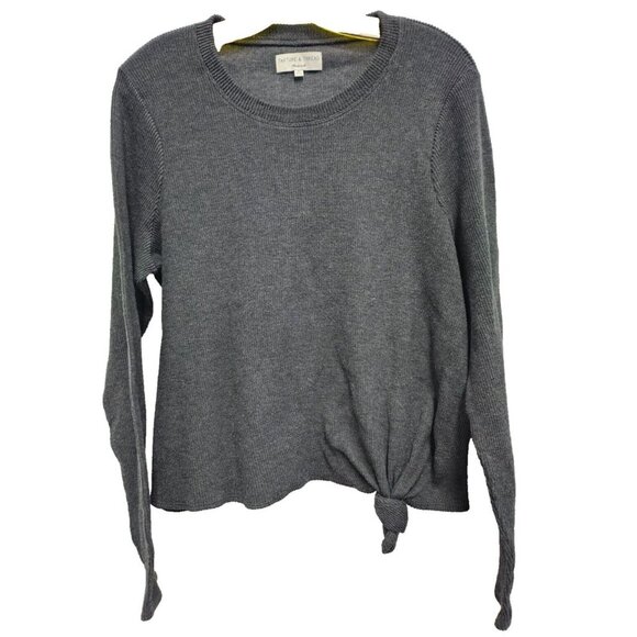 Madewell Texture & Thread Womens Top Size XL Gray Jacquard Knot Front Ribbed - Picture 1 of 8